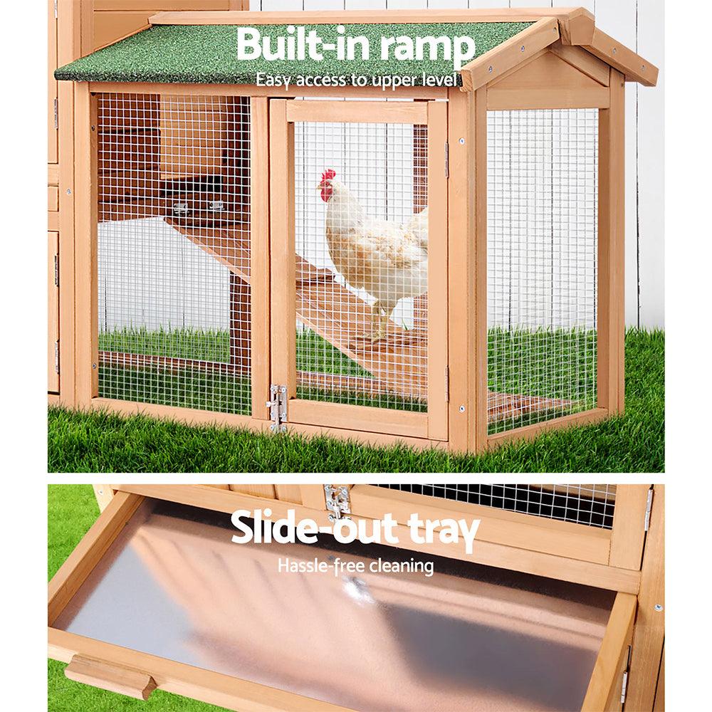 i.Pet Chicken Coop Rabbit Hutch 138cm Wide Wooden Pet Hutch - Pet Parlour Australia