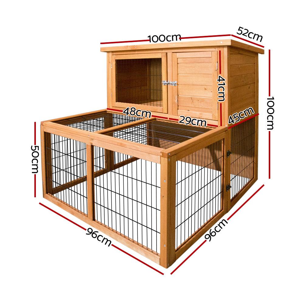 i.Pet Rabbit Hutch Wooden Pet Chicken Coop 100cm Tall - Pet Parlour Australia