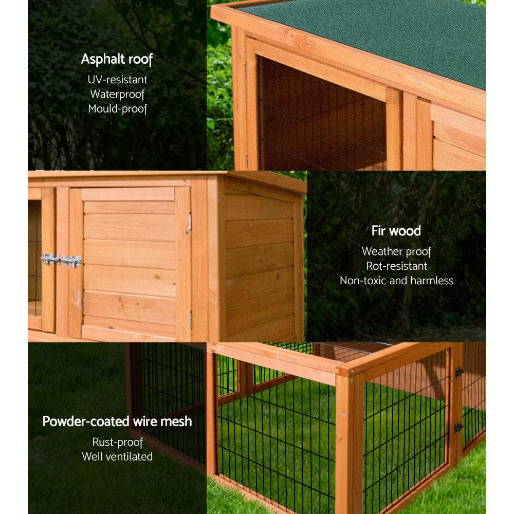 i.Pet Rabbit Hutch Wooden Pet Chicken Coop 100cm Tall - Pet Parlour Australia