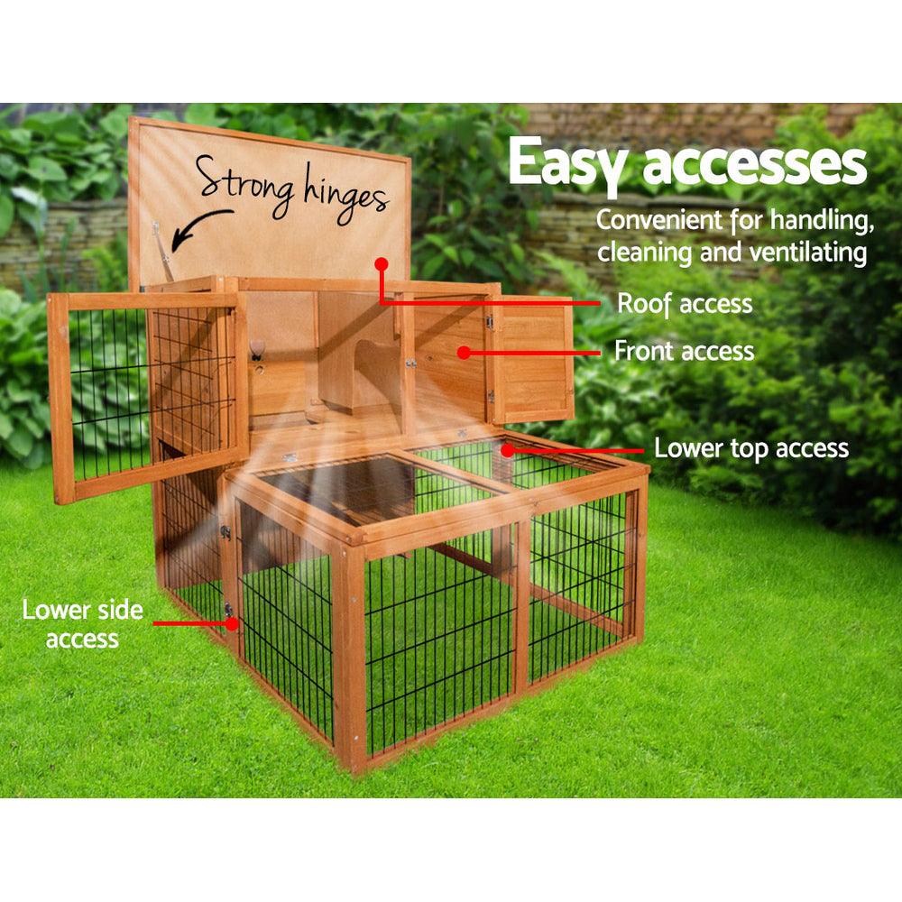 i.Pet Rabbit Hutch Wooden Pet Chicken Coop 100cm Tall - Pet Parlour Australia