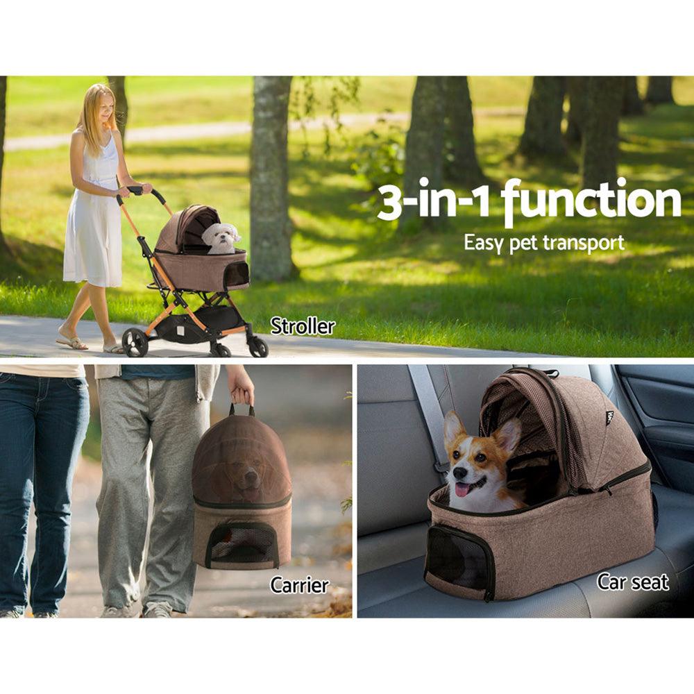 i.Pet Pet Stroller Dog Pram Large Cat Carrier Travel Pushchair Foldable 4 Wheels - Pet Parlour Australia