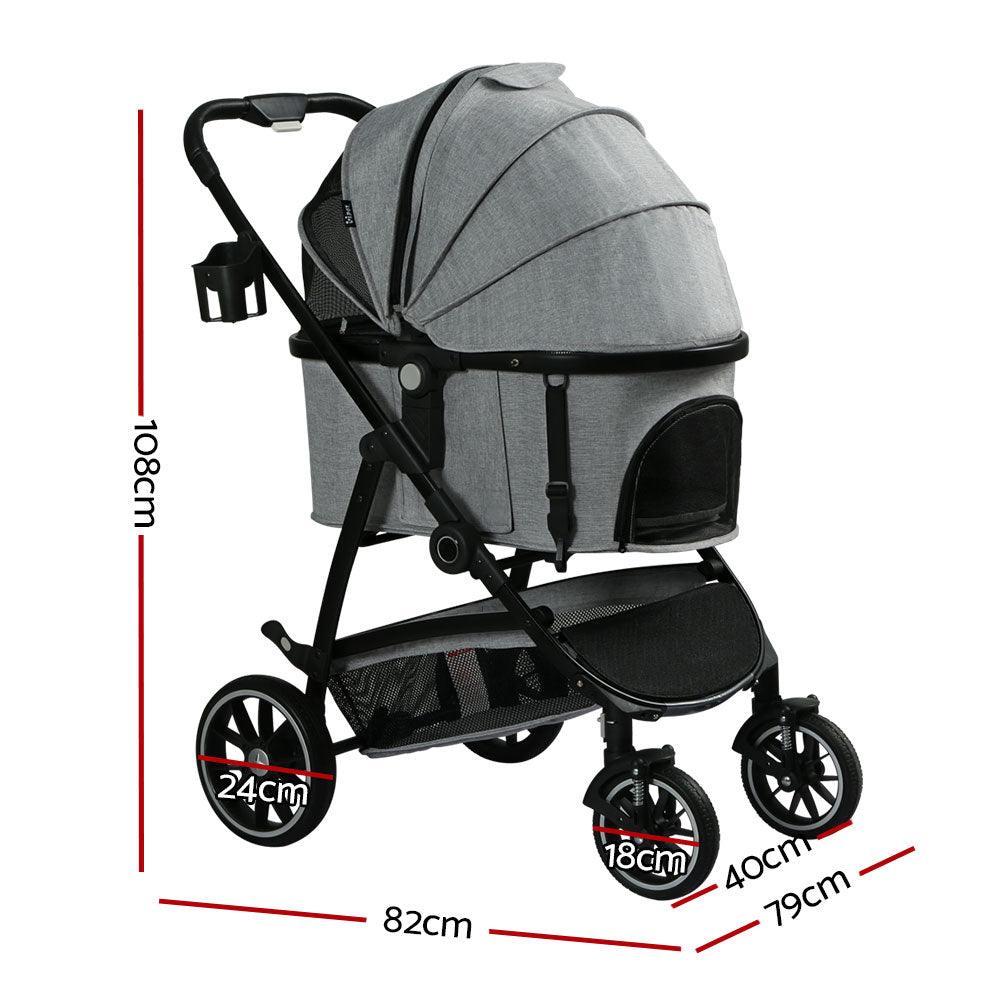 i.Pet Pet Stroller Pram Large Dog Cat Carrier Travel Pushchair Foldable 4 Wheels - Pet Parlour Australia