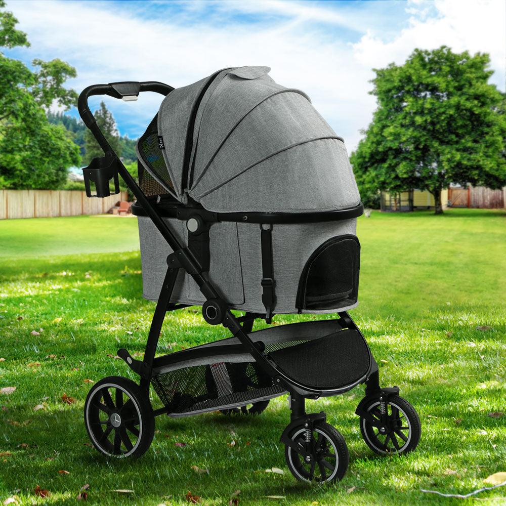 i.Pet Pet Stroller Pram Large Dog Cat Carrier Travel Pushchair Foldable 4 Wheels - Pet Parlour Australia