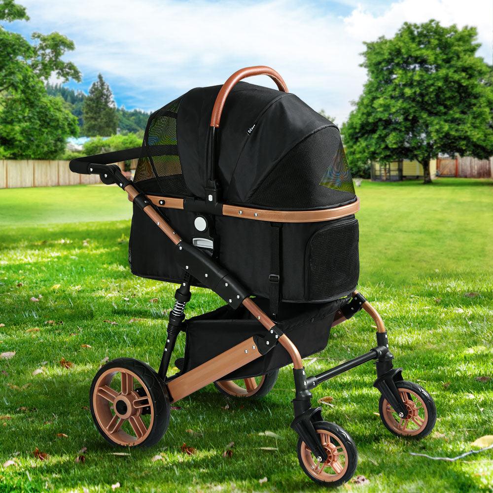 i.Pet Pet Dog Stroller Pram Large Cat Carrier Travel Pushchair Foldable 4 Wheels - Pet Parlour Australia