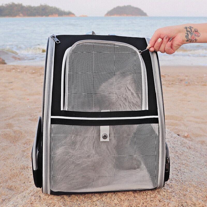 Pet Carrier Bag Cat Dog Breathable Double Shoulder Backpack Travel Outdoor Black - Pet Parlour Australia