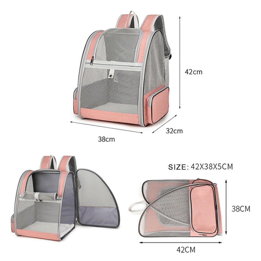 Pet Carrier Bag Cat Dog Breathable Double Shoulder Backpack Travel Outdoor Pink - Pet Parlour Australia