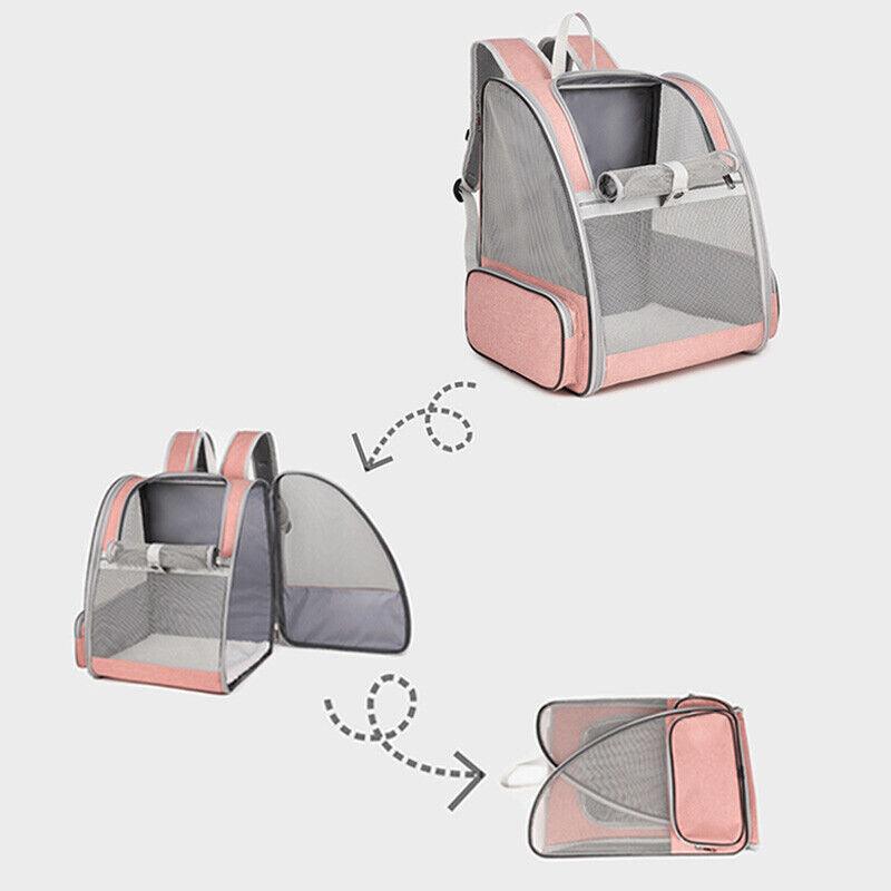 Pet Carrier Bag Cat Dog Breathable Double Shoulder Backpack Travel Outdoor Pink - Pet Parlour Australia