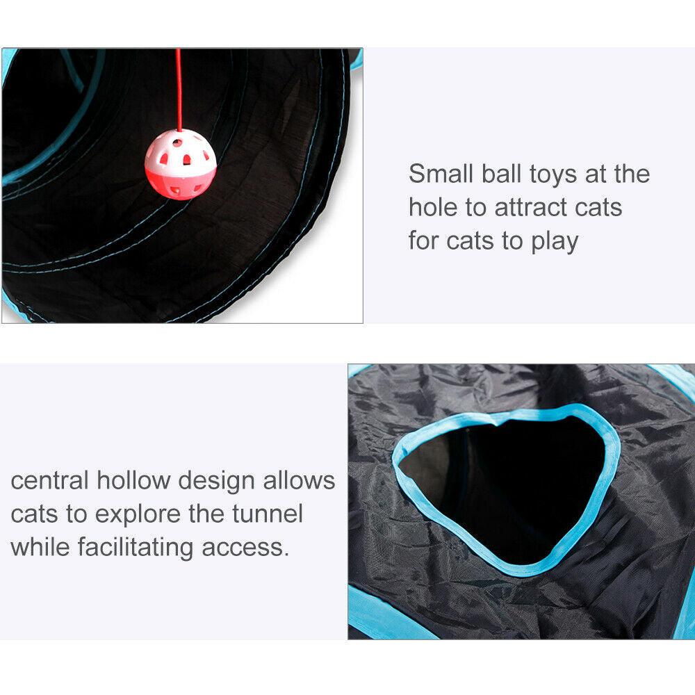 Pet Cat Kitten Puppy 4-Way Tunnel Play Toy Foldable Funny Exercise Tunnel Rabbit - Pet Parlour Australia