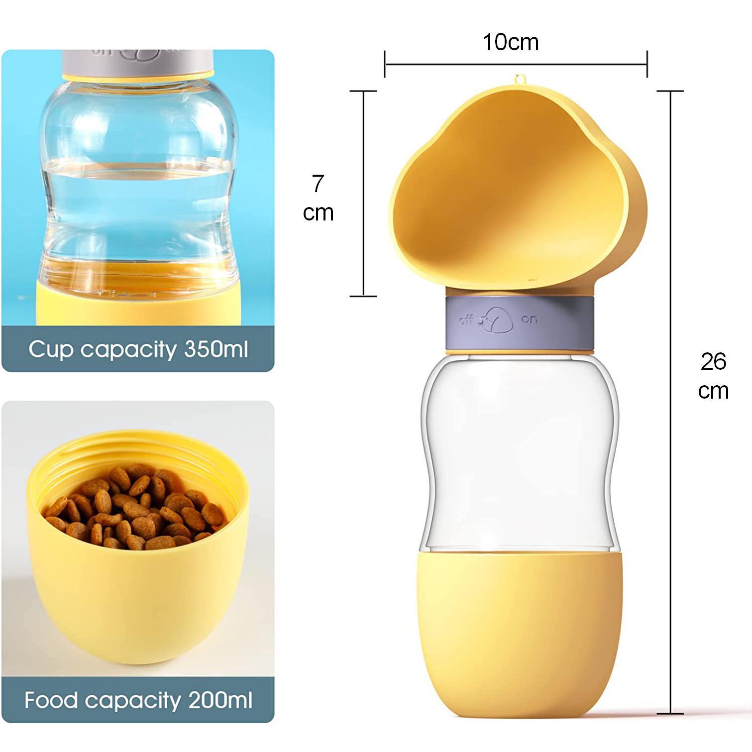 Portable Dog Water Bottle with Food Container Leak Proof Dog Water Dispenser(Yellow) - Pet Parlour Australia