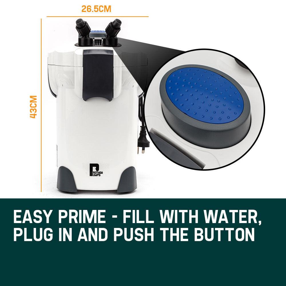 PROTEGE Aquarium External Canister Filter Aqua Fish Tank Pond Pump UV Light 1850 L/H - Pet Parlour Australia