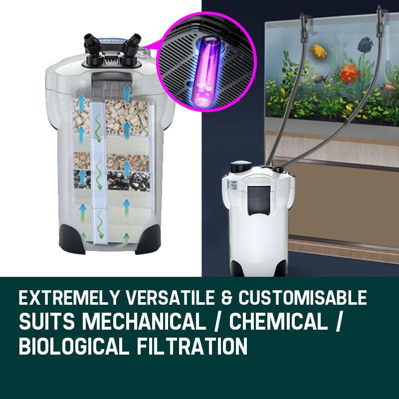 PROTEGE Aquarium External Canister Filter Aqua Fish Tank Pond Pump UV Light 1850 L/H - Pet Parlour Australia