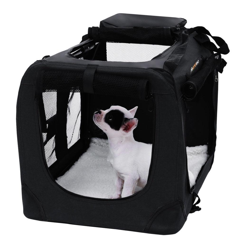 FEANDREA Dog Kennel Transport Box Folding Fabric Pet Carrier 60cm Black - Pet Parlour Australia