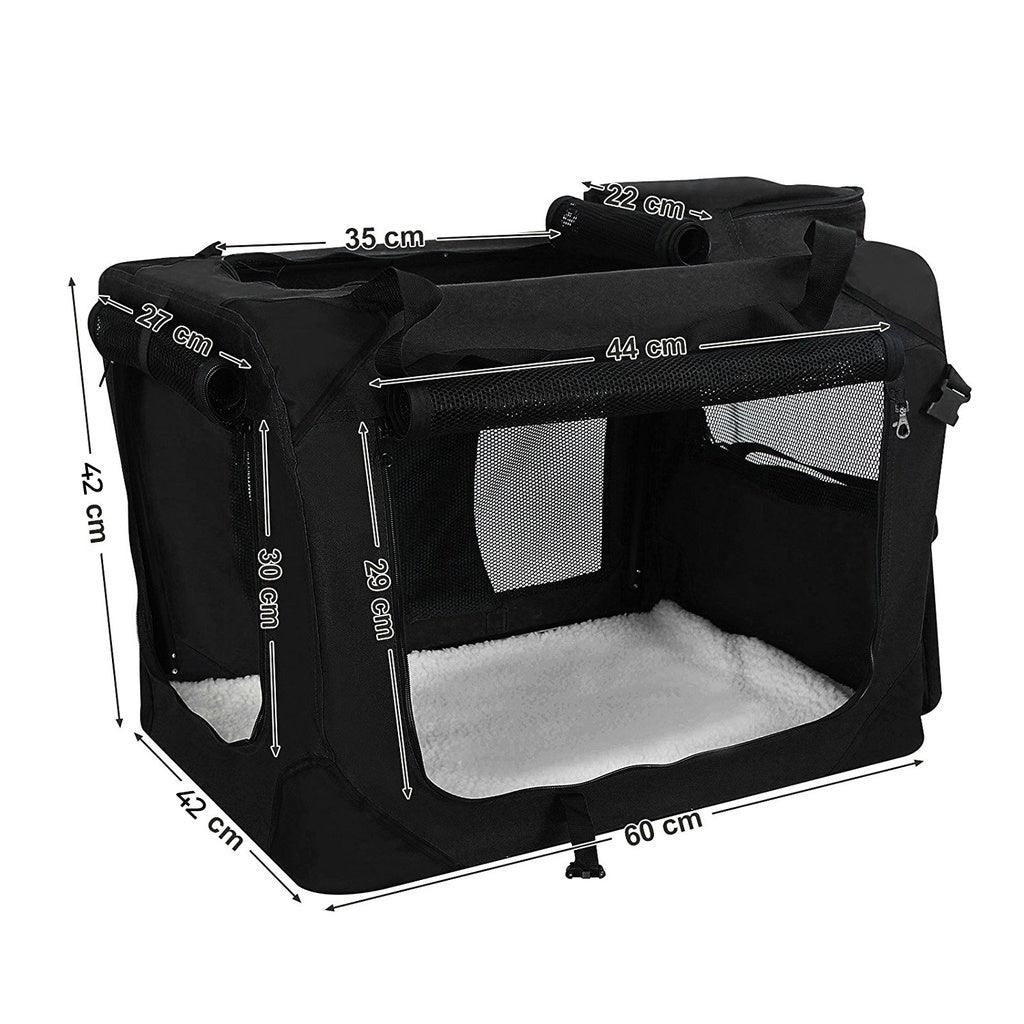 FEANDREA Dog Kennel Transport Box Folding Fabric Pet Carrier 60cm Black - Pet Parlour Australia