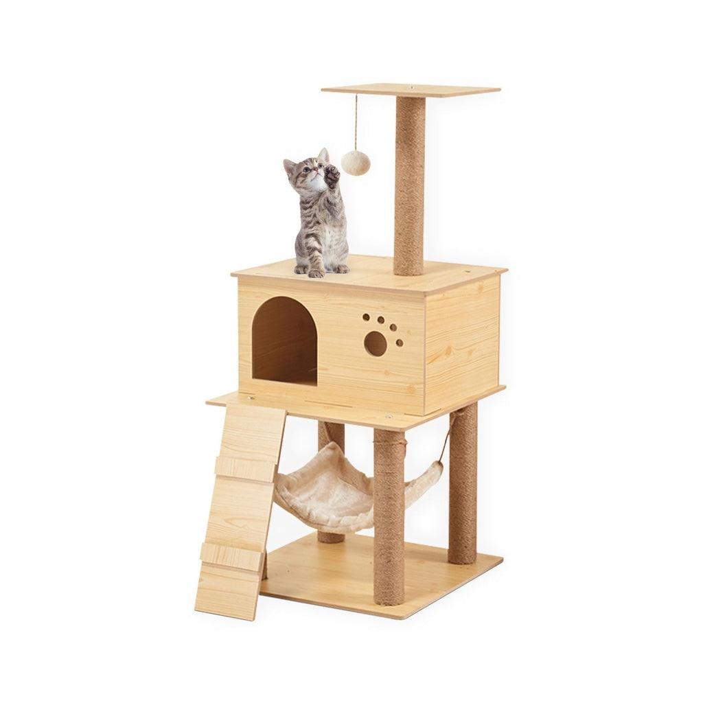 FLOOFI 130cm Wooden Cat Tree FI-CT-155-BJ - Pet Parlour Australia