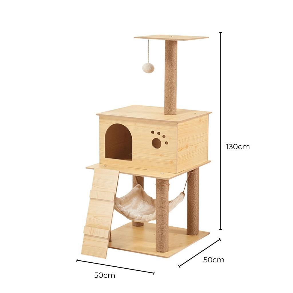 FLOOFI 130cm Wooden Cat Tree FI-CT-155-BJ - Pet Parlour Australia