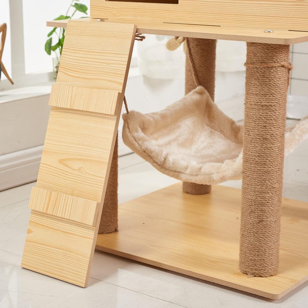 FLOOFI 130cm Wooden Cat Tree FI-CT-155-BJ - Pet Parlour Australia