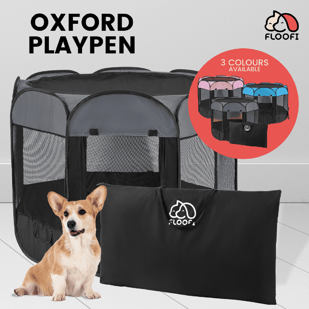 Floofi Oxford Playpen (120cm Grey) FI-PP-102-XR - Pet Parlour Australia