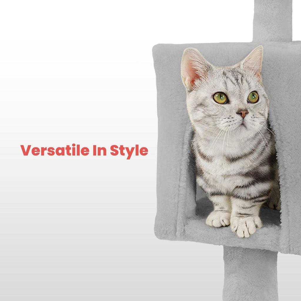 Floofi 155cm Plush Cat Condo Cat Tree Light Grey FI-CT-172-ZZ - Pet Parlour Australia