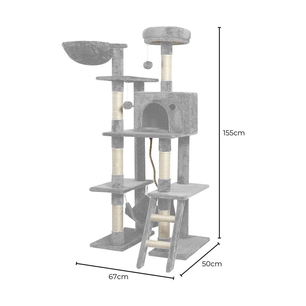 Floofi 155cm Plush Cat Condo Cat Tree Light Grey FI-CT-172-ZZ - Pet Parlour Australia