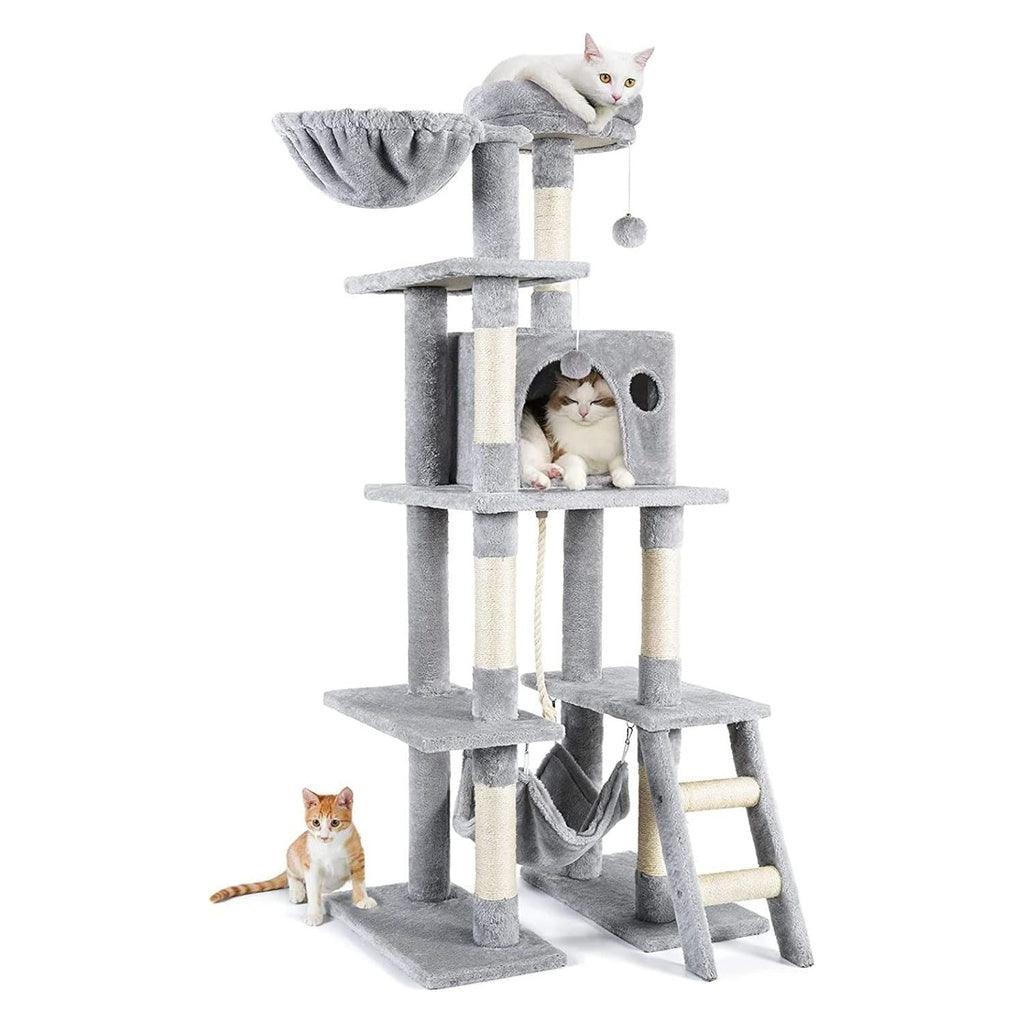 Floofi 155cm Plush Cat Condo Cat Tree Light Grey FI-CT-172-ZZ - Pet Parlour Australia