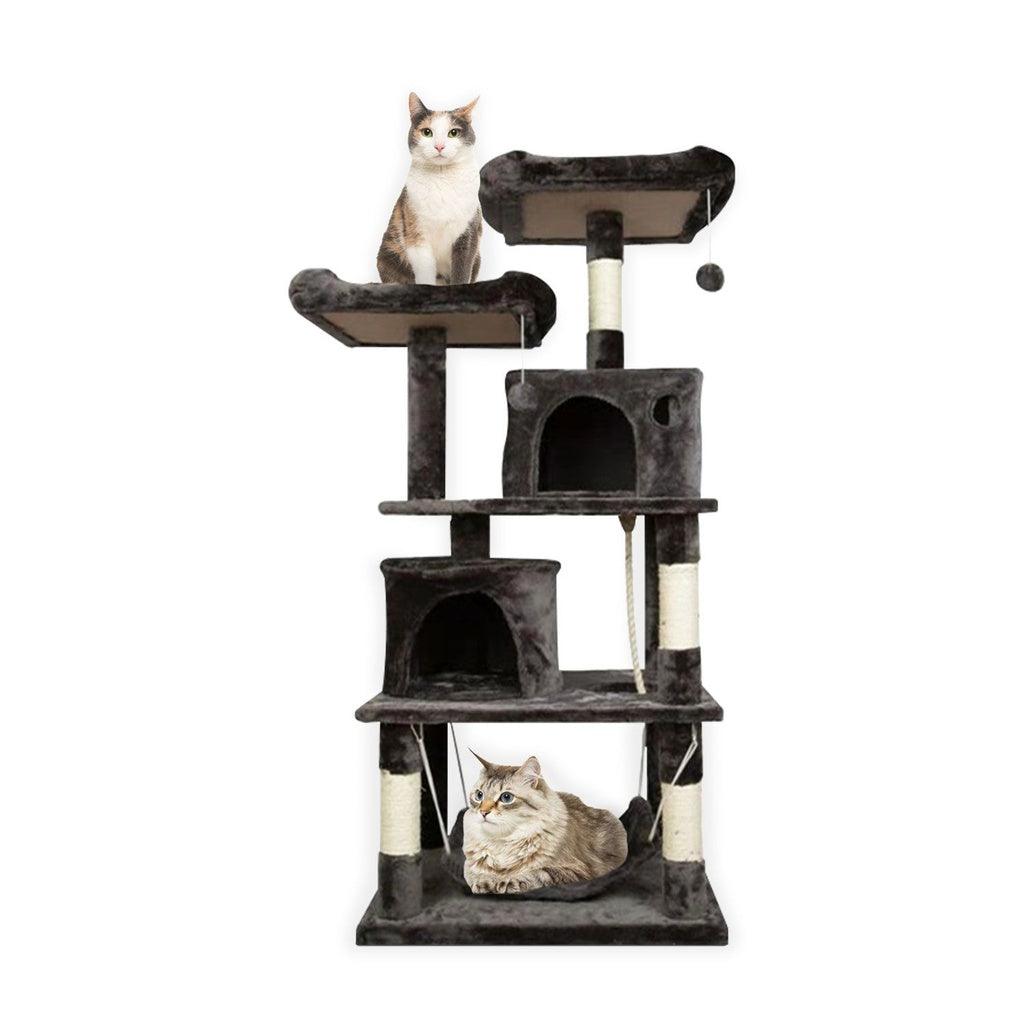 FLOOFI 145cm Plush Cat Condo Cat Tree Dark Grey FI-CT-156-BJ - Pet Parlour Australia