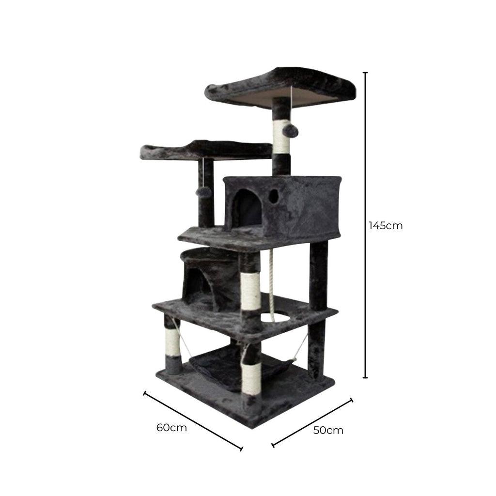 FLOOFI 145cm Plush Cat Condo Cat Tree Dark Grey FI-CT-156-BJ - Pet Parlour Australia