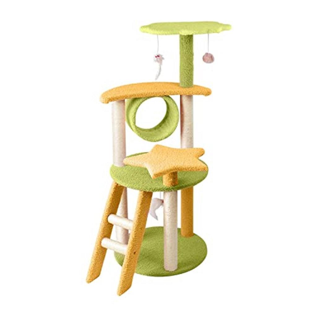 Floofi 101cm Galaxy Plush Cat Condo Cat Tree Yellow Green FI-CT-147-MM - Pet Parlour Australia