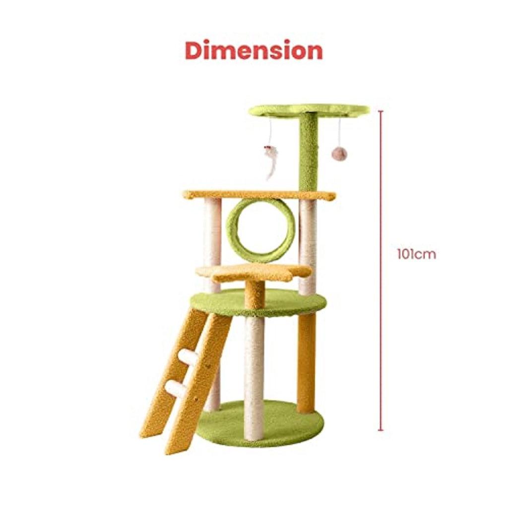 Floofi 101cm Galaxy Plush Cat Condo Cat Tree Yellow Green FI-CT-147-MM - Pet Parlour Australia