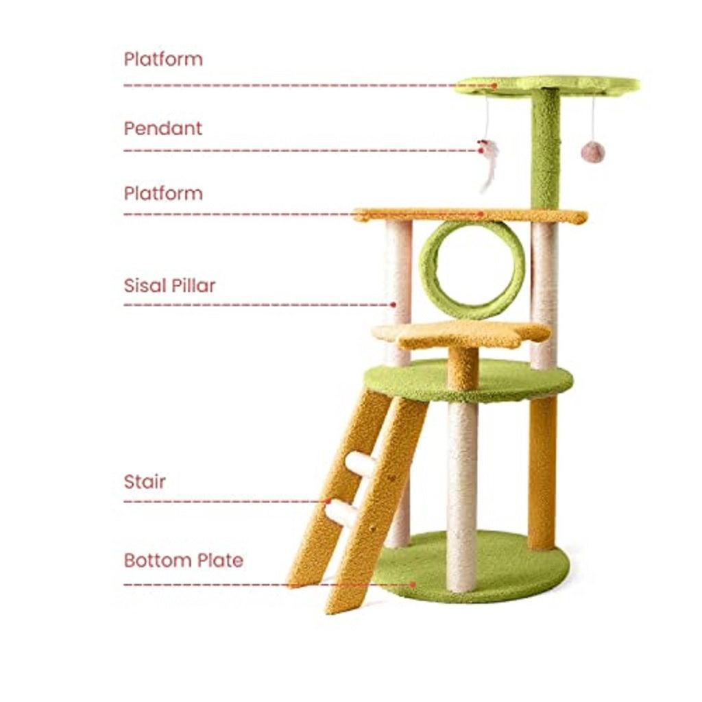 Floofi 101cm Galaxy Plush Cat Condo Cat Tree Yellow Green FI-CT-147-MM - Pet Parlour Australia