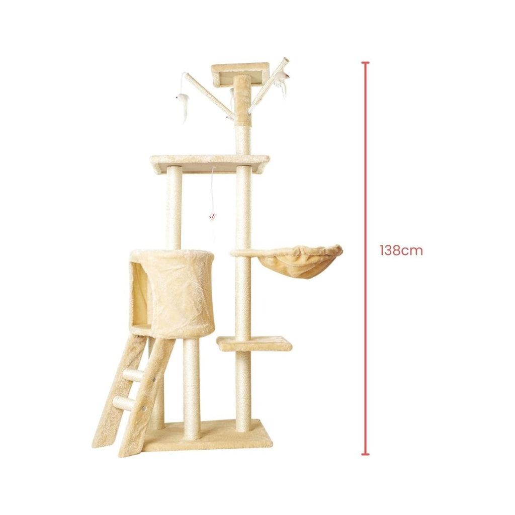 Floofi 138cm 5 Layer Plush Cat Condo Cat Tree Beige FI-CT-158-MM - Pet Parlour Australia