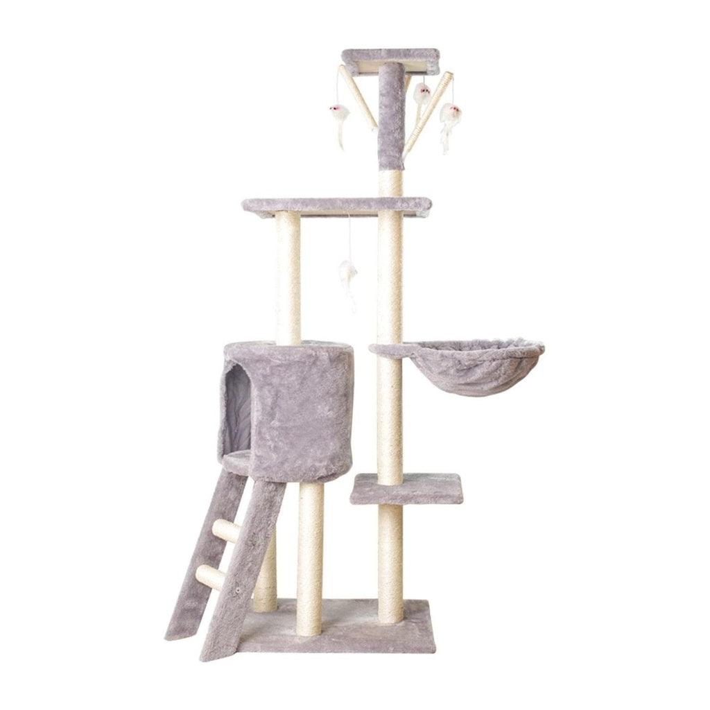 Floofi 138cm 5 Layer Plush Cat Condo Cat Tree Light Grey FI-CT-160-MM - Pet Parlour Australia