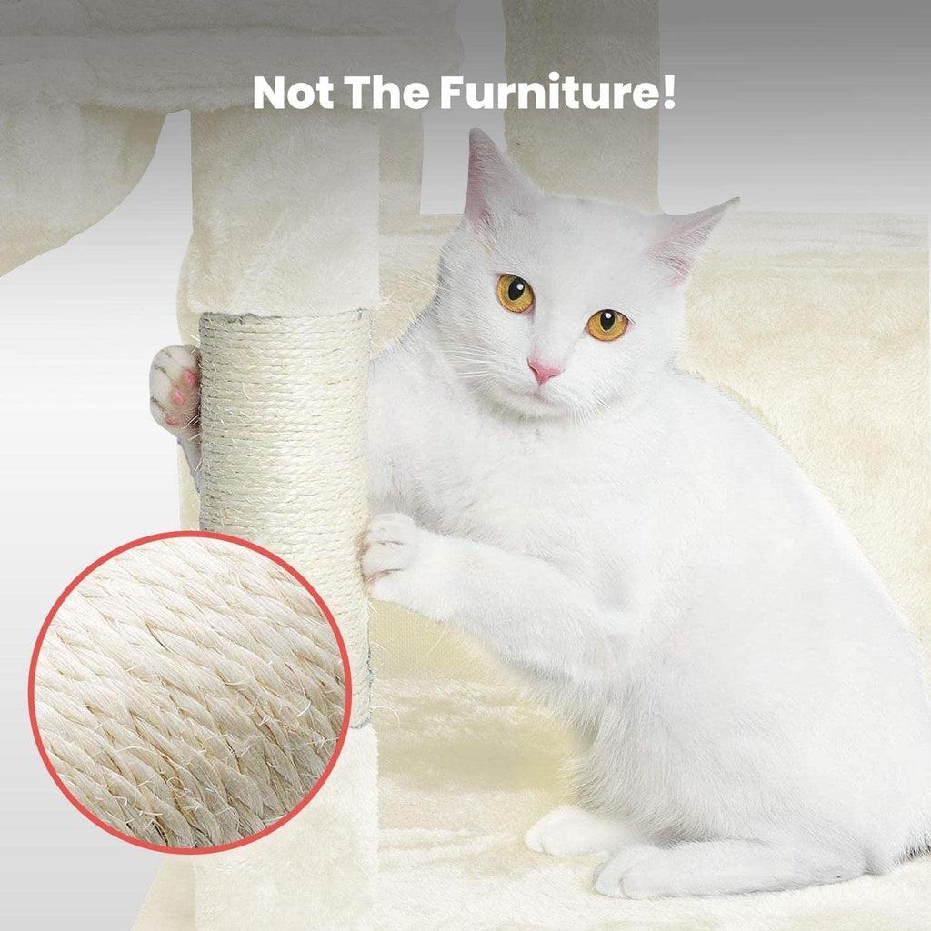 Floofi 97cm Adjustable Base Plush Cat Tree Beige FI-CT-165-ZZ - Pet Parlour Australia