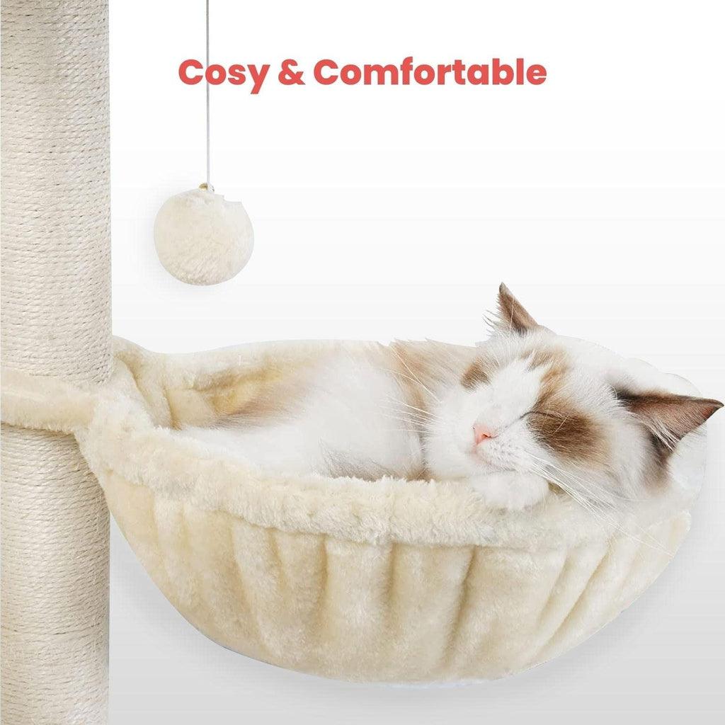 Floofi 97cm Adjustable Base Plush Cat Tree Beige FI-CT-165-ZZ - Pet Parlour Australia