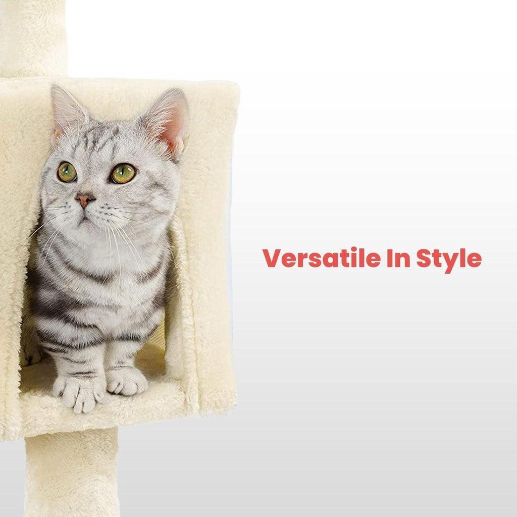 Floofi 97cm Adjustable Base Plush Cat Tree Beige FI-CT-165-ZZ - Pet Parlour Australia