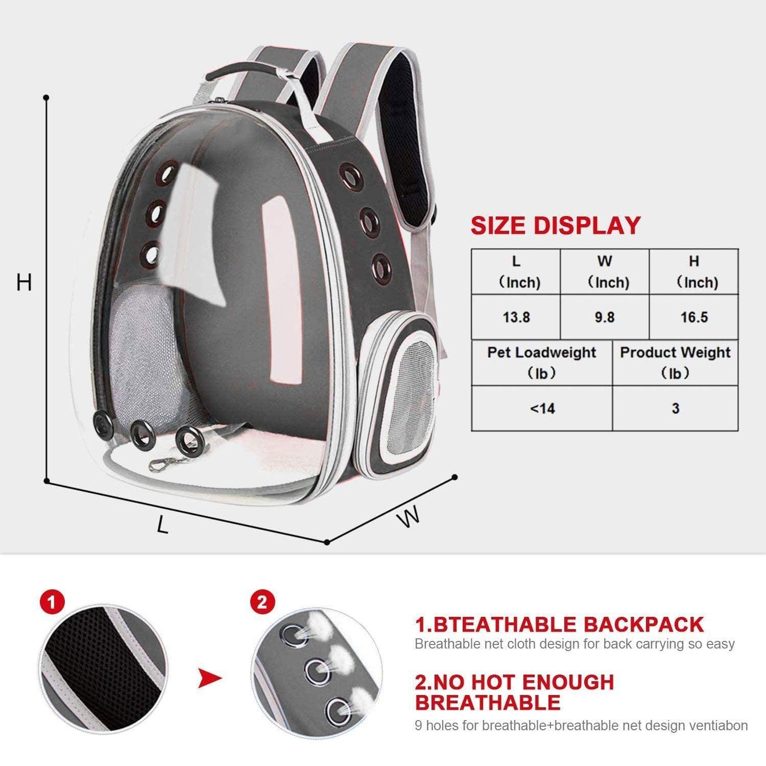 Floofi Space Capsule Backpack - Model 1 (Grey) FI-BP-105-FCQ - Pet Parlour Australia