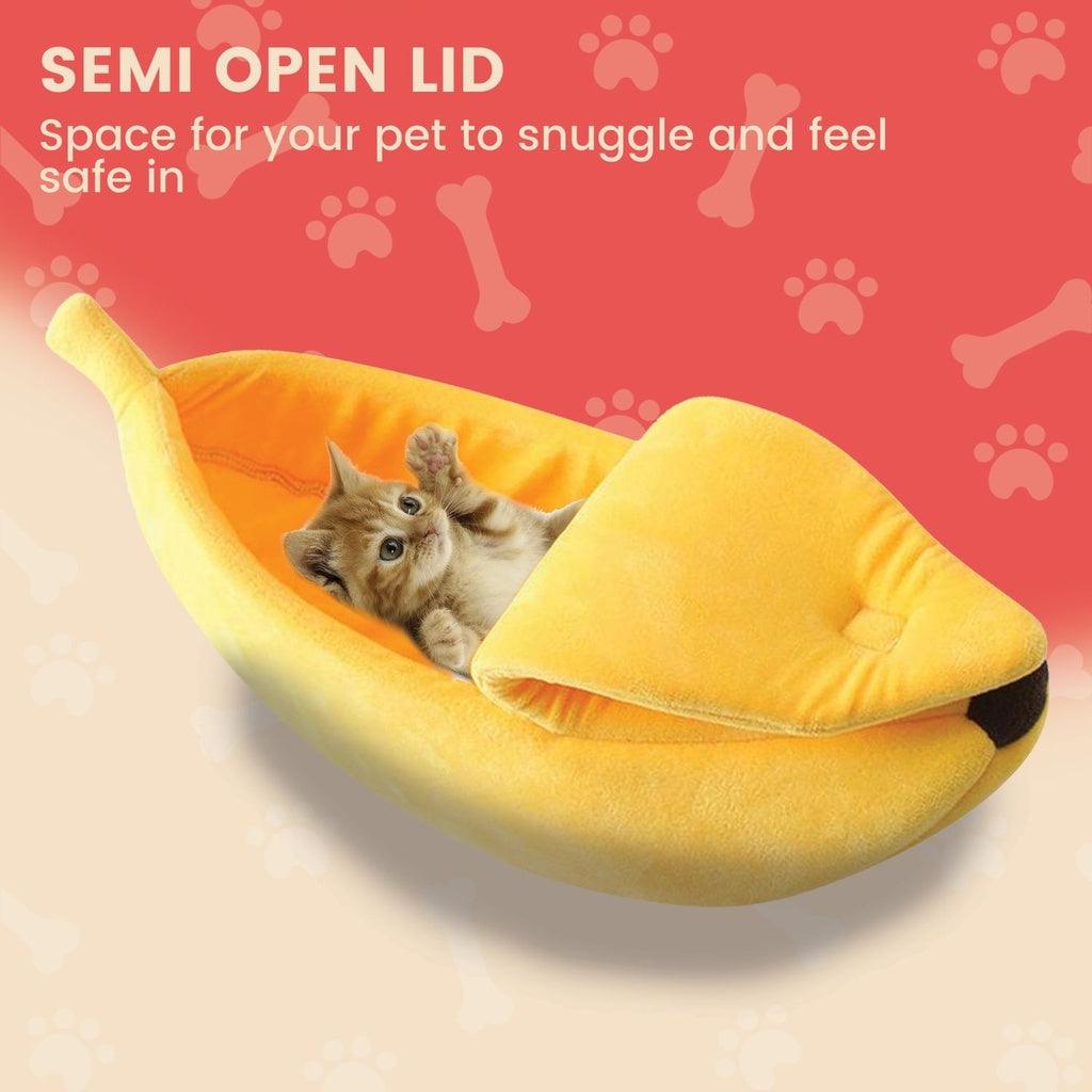 Floofi Banana Pet Bed (M Yellow) - PT-PB-192-QQQ - Pet Parlour Australia