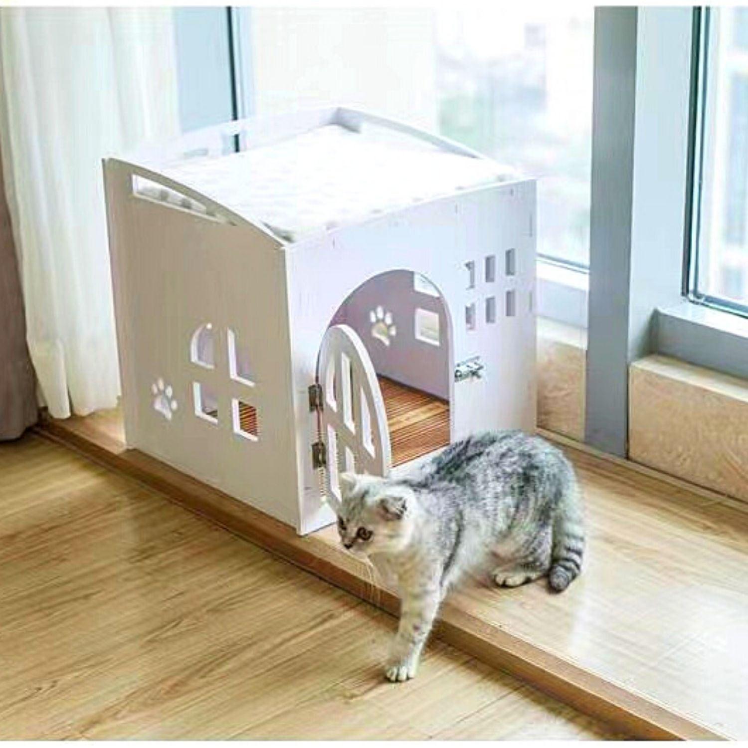 Floofi Box House White (S) - PT-PH-191-GF - Pet Parlour Australia