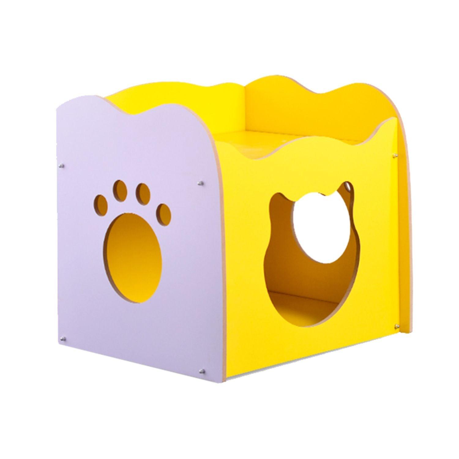 Floofi Pet House Wooden Cat Paw Shape Hole (Yellow) PT-PH-205-YS - Pet Parlour Australia