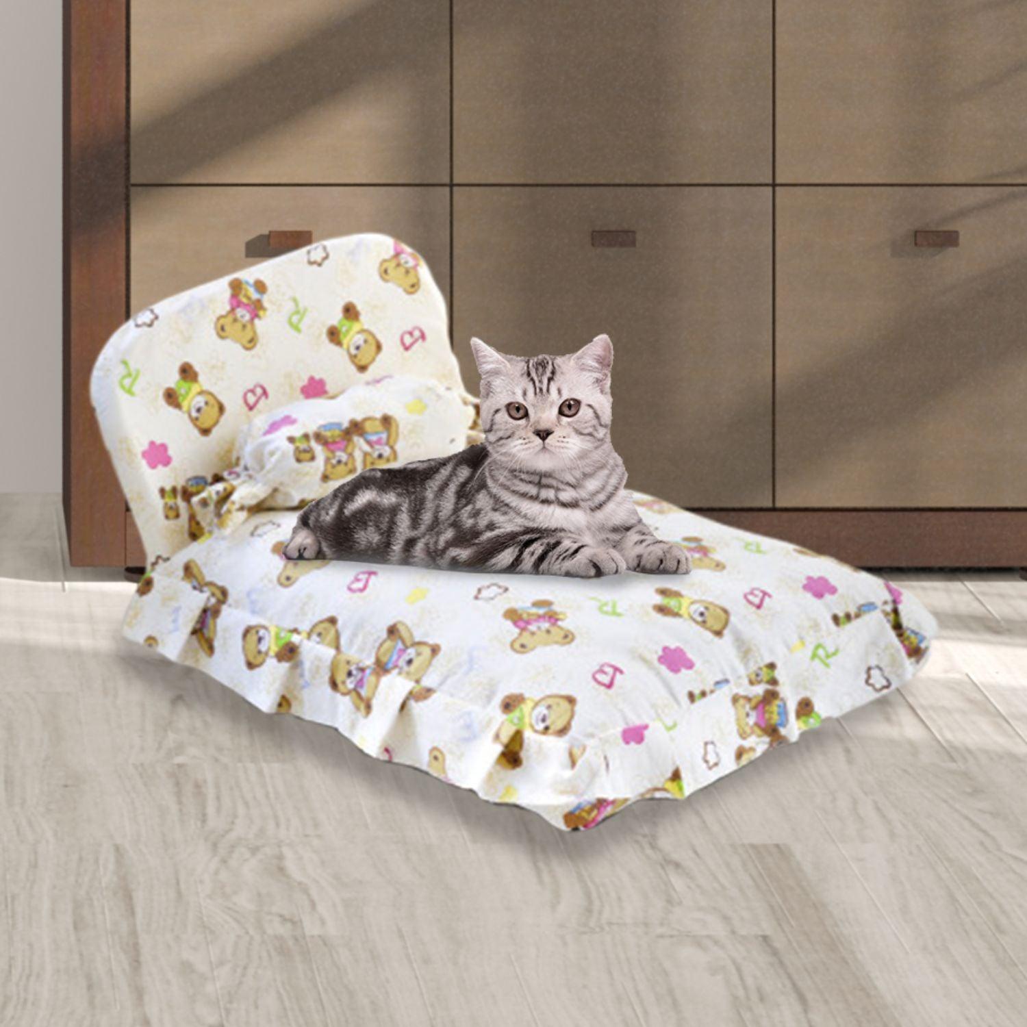 Floofi Pet Bed With Pillow and Quilt Bear (M) PT-PB-253-YMJ - Pet Parlour Australia
