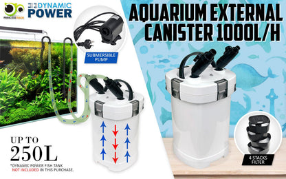 Dynamic Power Aquarium External Canister Filter 1000L/H - Pet Parlour Australia
