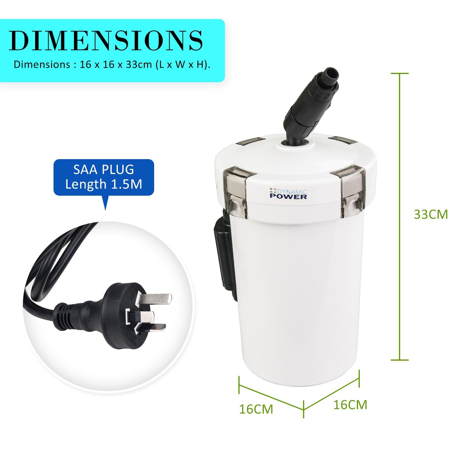 Dynamic Power Aquarium External Canister Filter 400L/H - Pet Parlour Australia