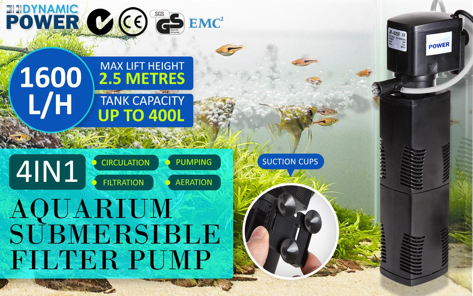 Dynamic Power Aquarium Submersible Filter 1600L/H 35W 2.5m Pond Pump - Pet Parlour Australia