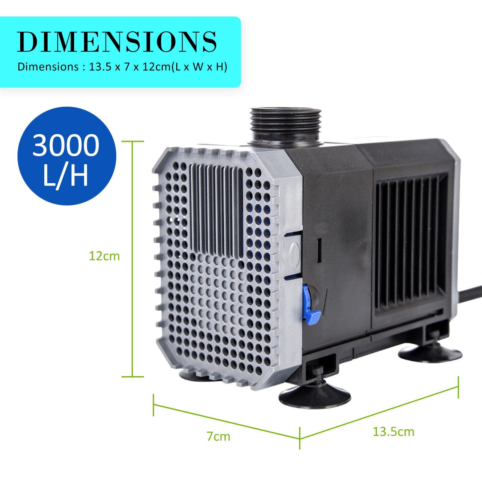 Dynamic Power Aquarium Submersible Water Pump 3000L/H 55W 3m Pond - Pet Parlour Australia