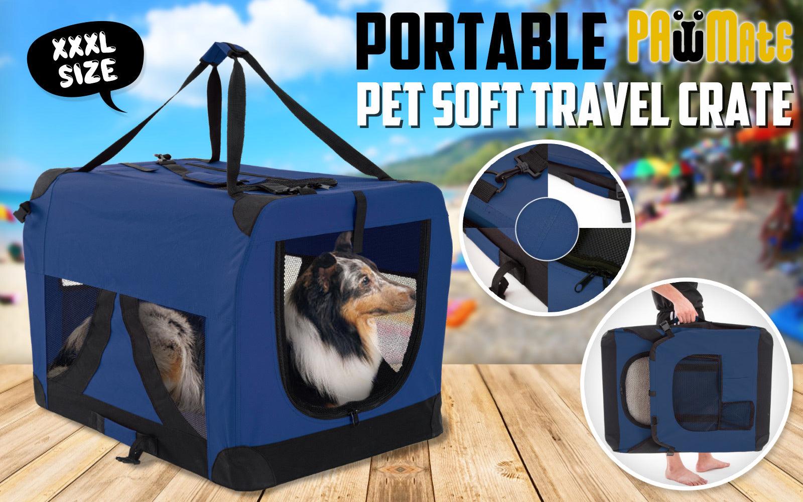 Paw Mate Blue Portable Soft Dog Cage Crate Carrier XXXL - Pet Parlour Australia