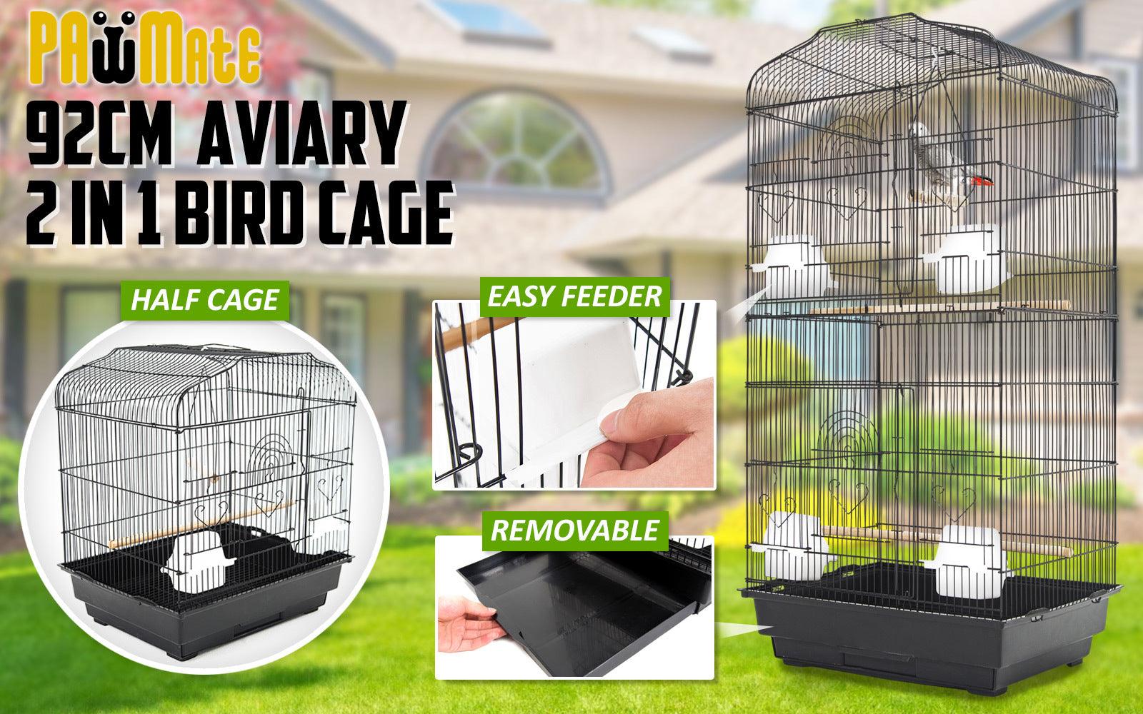 Paw Mate Bird Cage Parrot Aviary Veer 2IN1 Design 92cm - Pet Parlour Australia