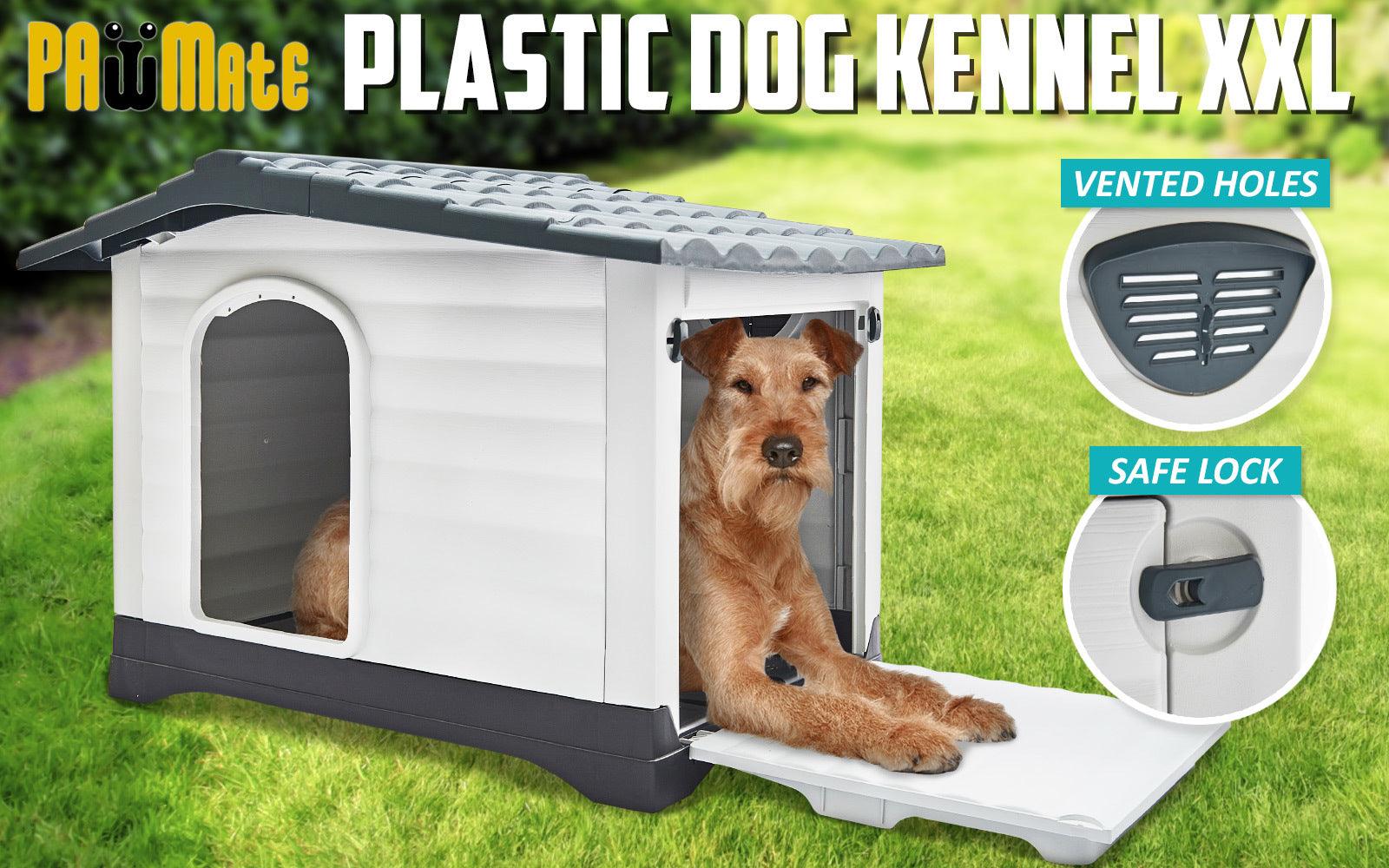 Paw Mate Blue Grey Dog Kennel House Plastic Weatherproof Outdoor Molly XXL - Pet Parlour Australia