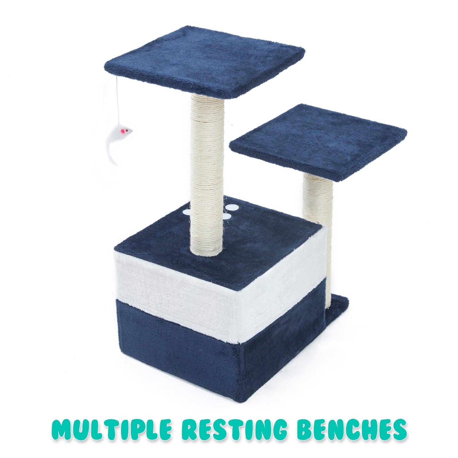 Paw Mate 69cm Blue Cat Tree Mono Multi Level Scratcher - Pet Parlour Australia