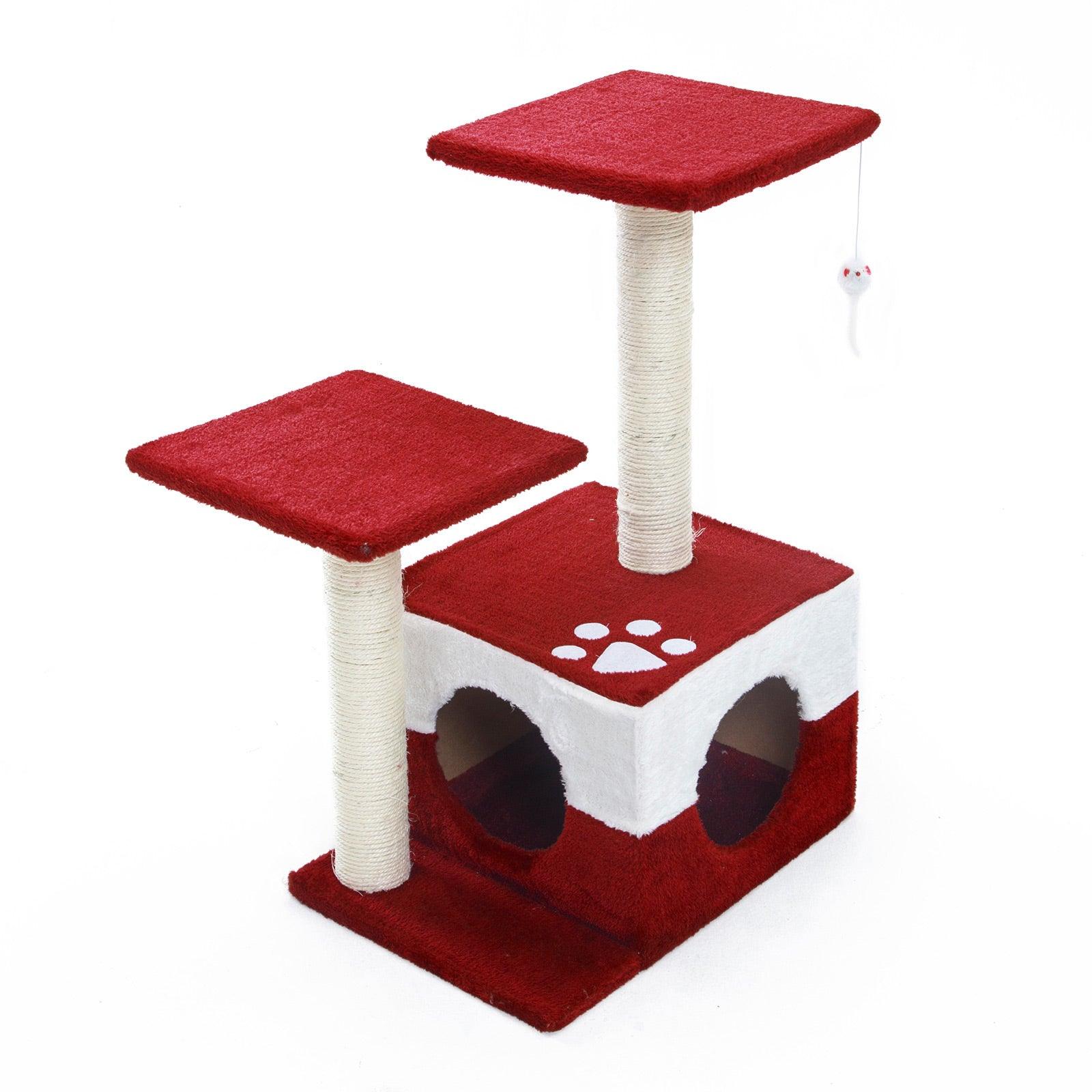 Paw Mate 69cm Red Cat Tree Mono Multi Level Scratcher - Pet Parlour Australia