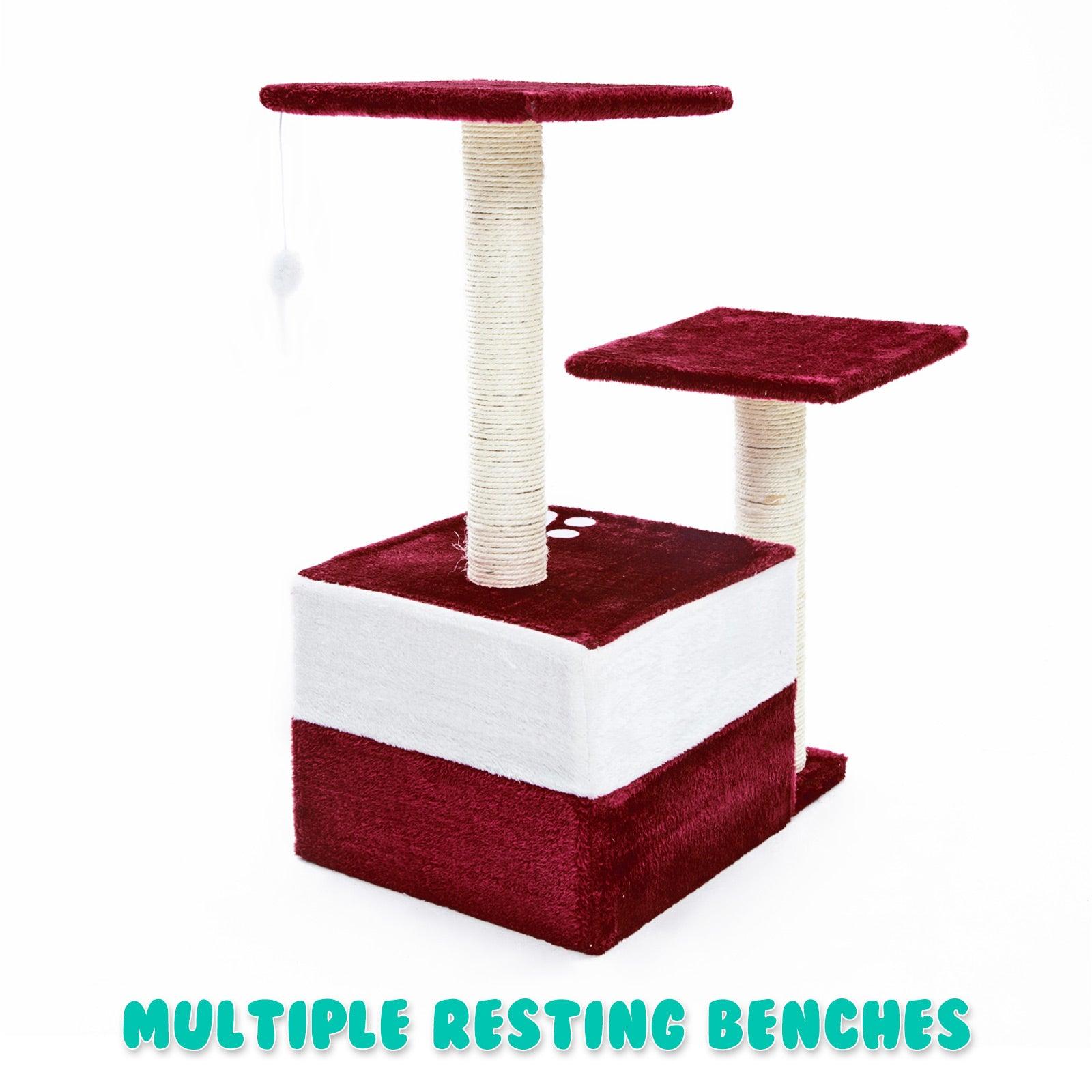 Paw Mate 69cm Red Cat Tree Mono Multi Level Scratcher - Pet Parlour Australia