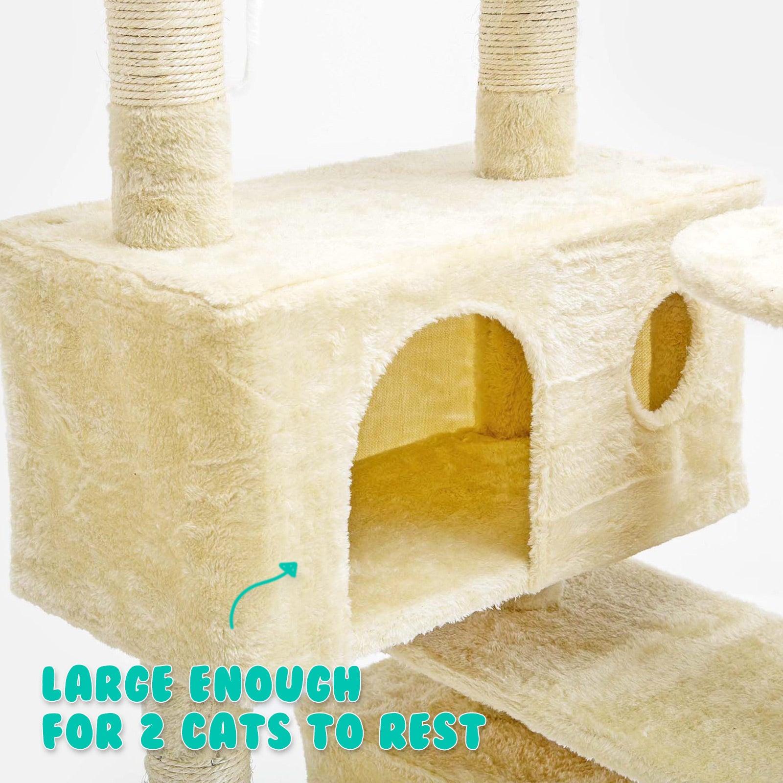 Paw Mate 130cm Beige Cat Tree Soho Multi Level Scratcher - Pet Parlour Australia